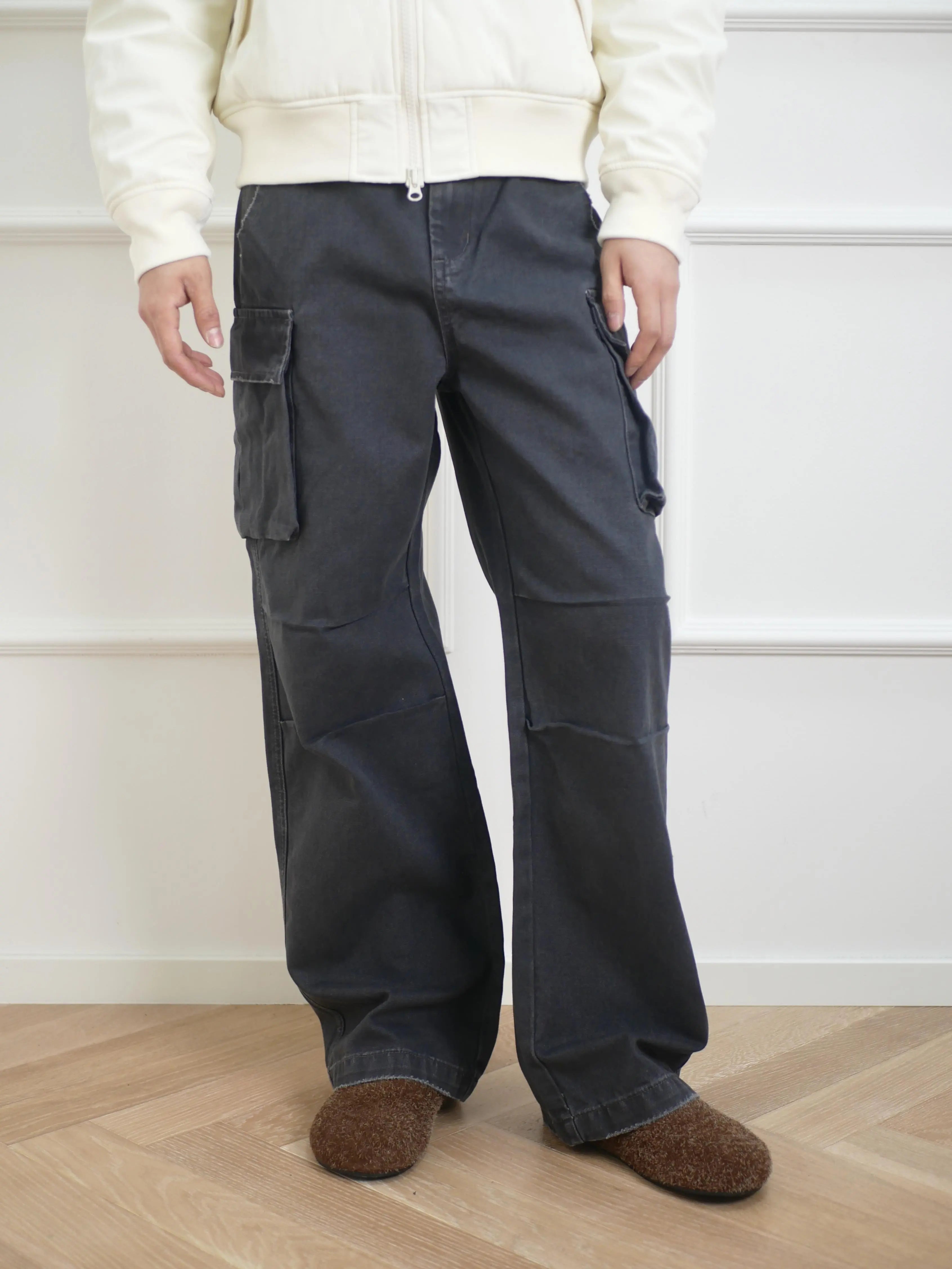 NO LOGO Straight Loose Washed Old Overalls