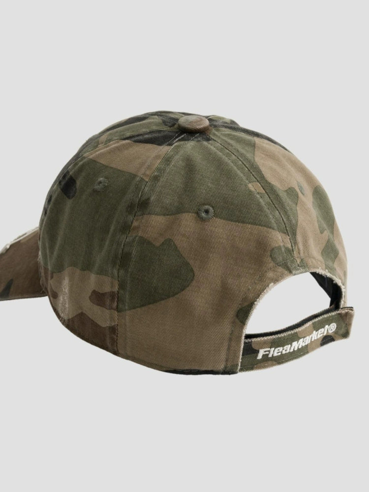 Fleamarket Camouflage Cap Embroidered Curved Brim Rivet Baseball Cap