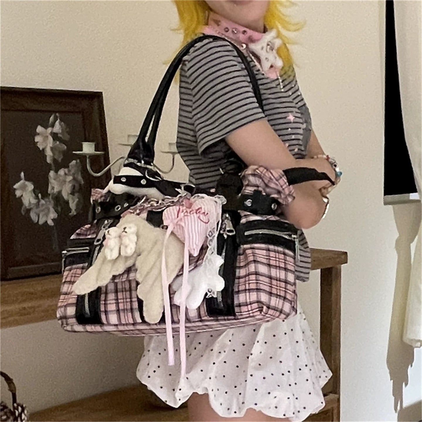 Hottie Plaid Large Capacity Shoulder Bag
