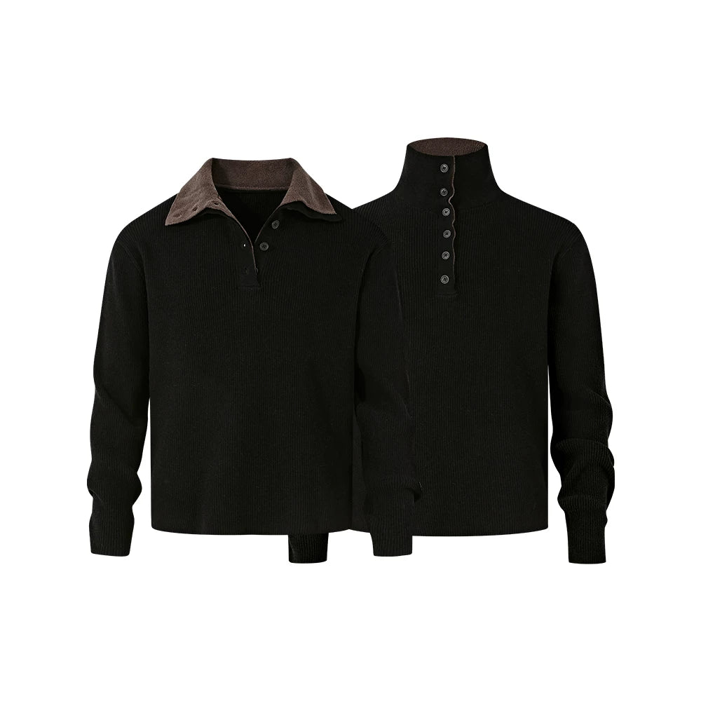 KREATE Double-neck Fake Two-piece Sweater Jacket