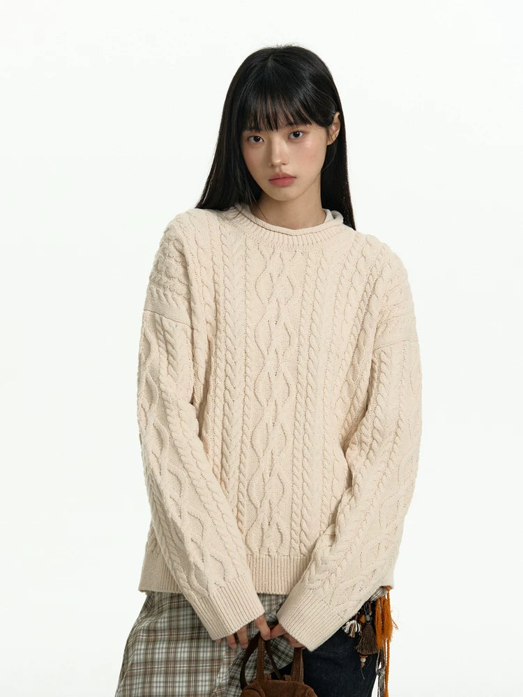 TGNS Vintage Loose Casual Crew Neck Pullover
