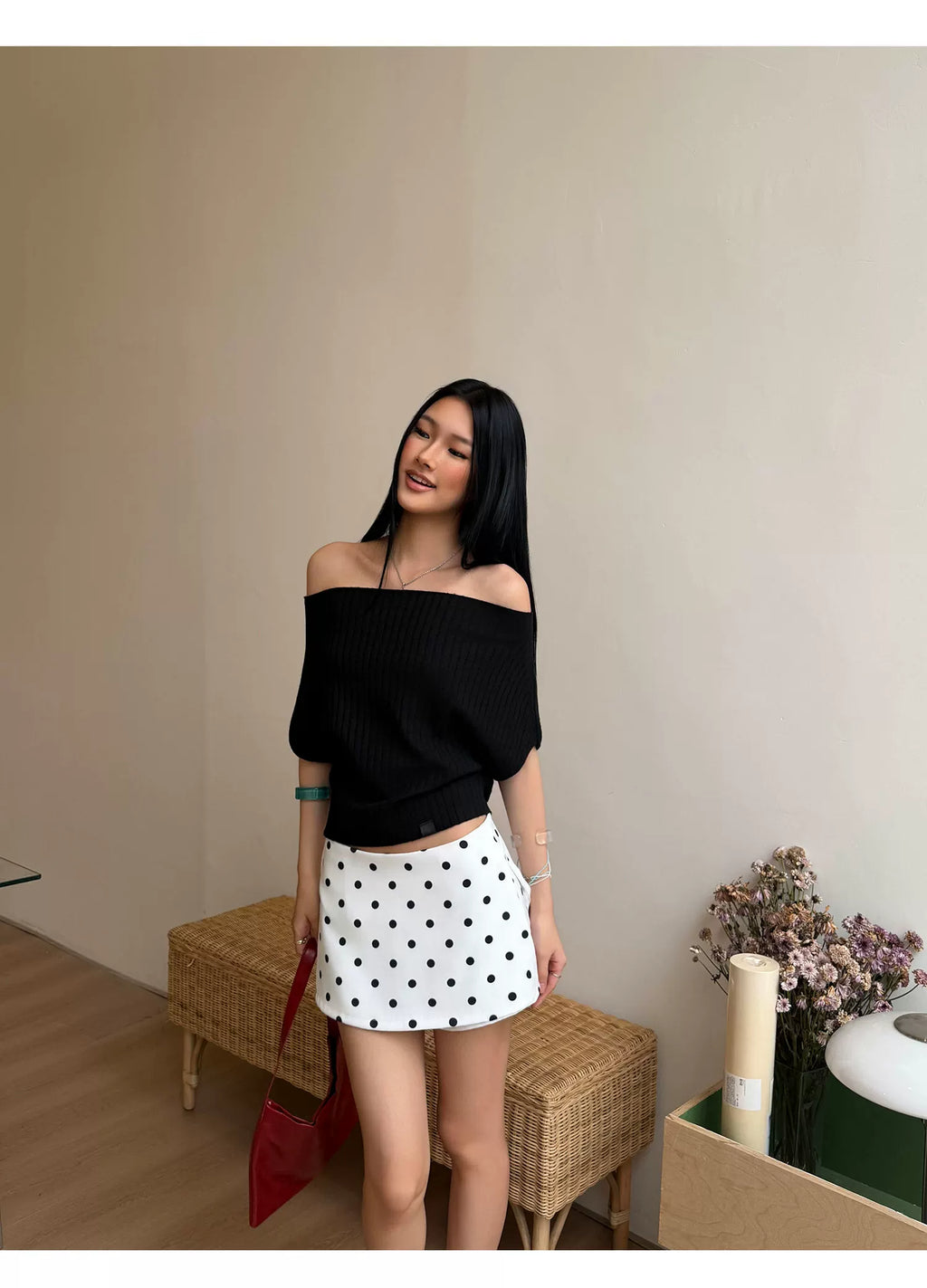 Audwyn Polka Dot Skinny Versatile Skirt
