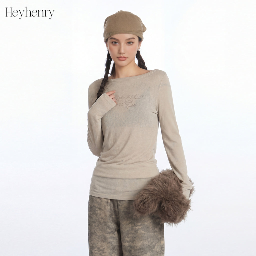 HeyHenry Vintage Slim Fit Micro Transparent Skinny Long Sleeves