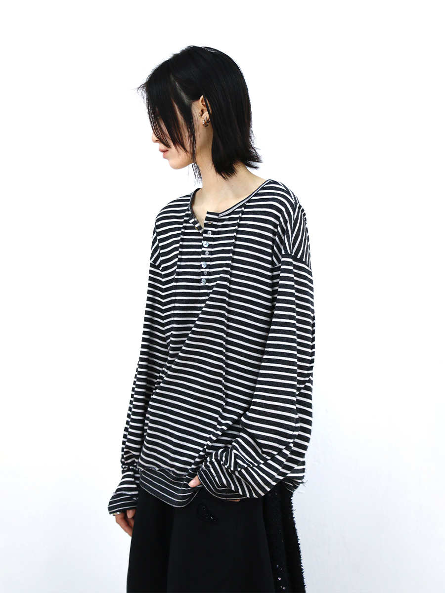 RELABEL Striped Splicing Casual Long Sleeve