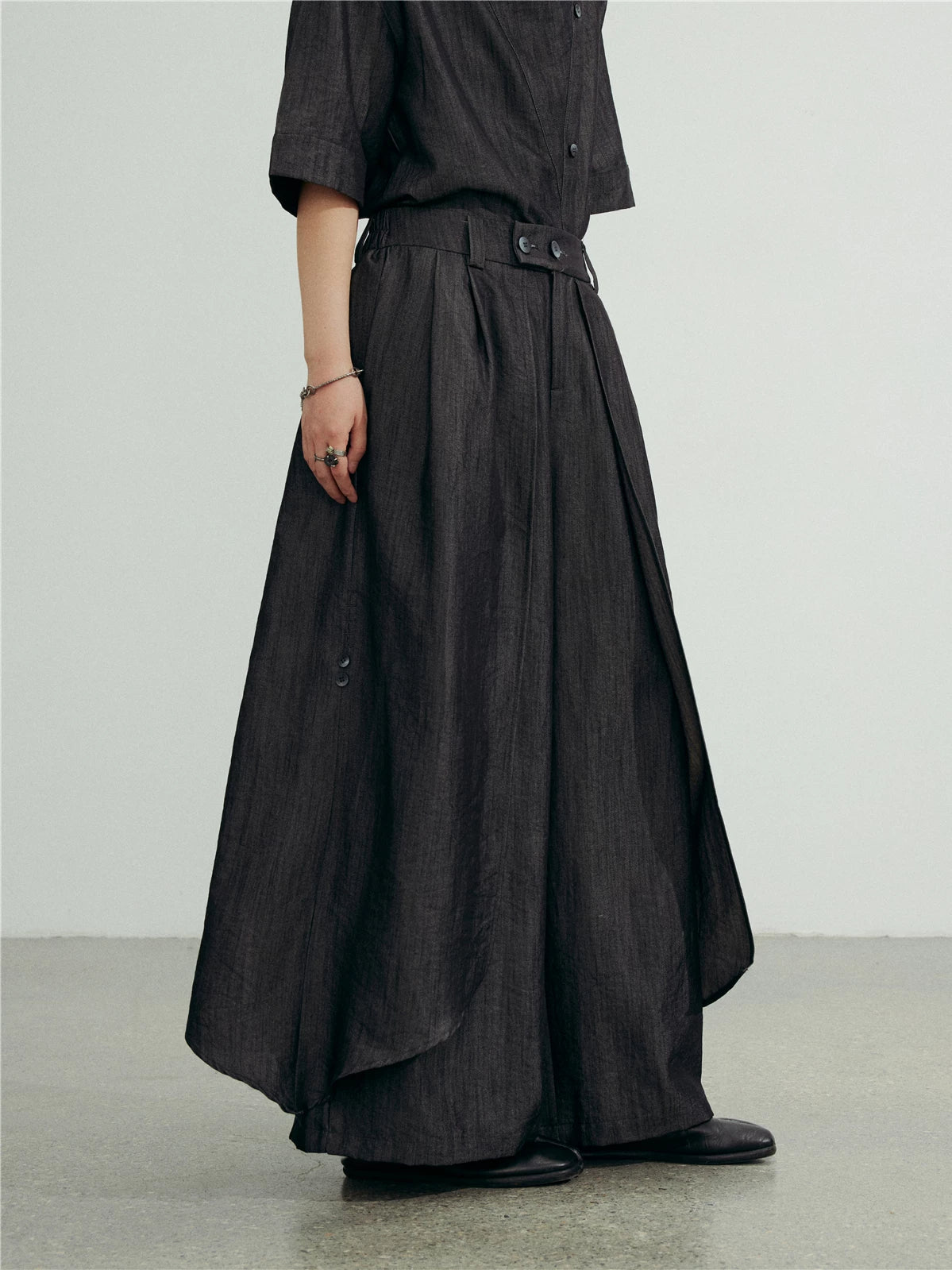 SUNYVONNE Niche Drapey Irregular Casual Pants and Skirts
