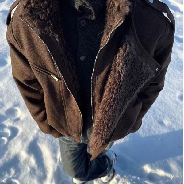 EME Stand-up Collar Tooling Wool Seat Mountain Carving Woolen Thickened Fleece Jacket