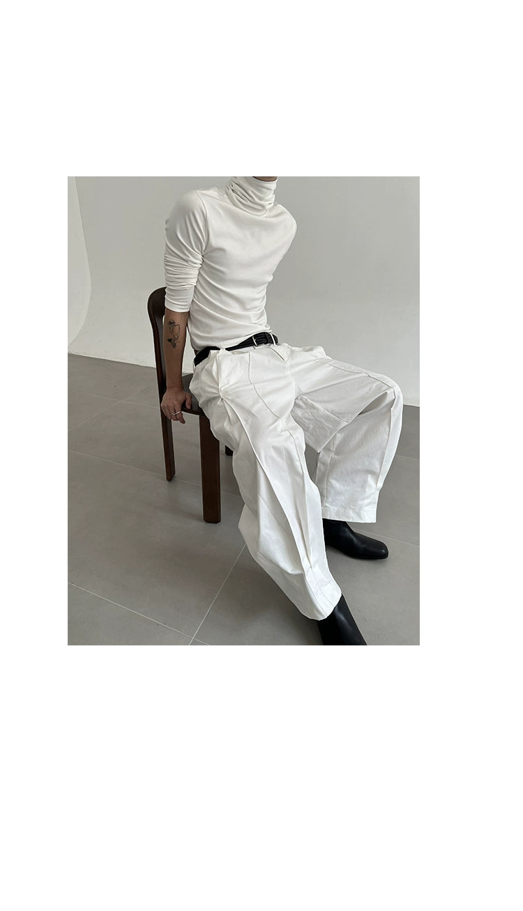 COLN crisp & loose cotton pleated pants