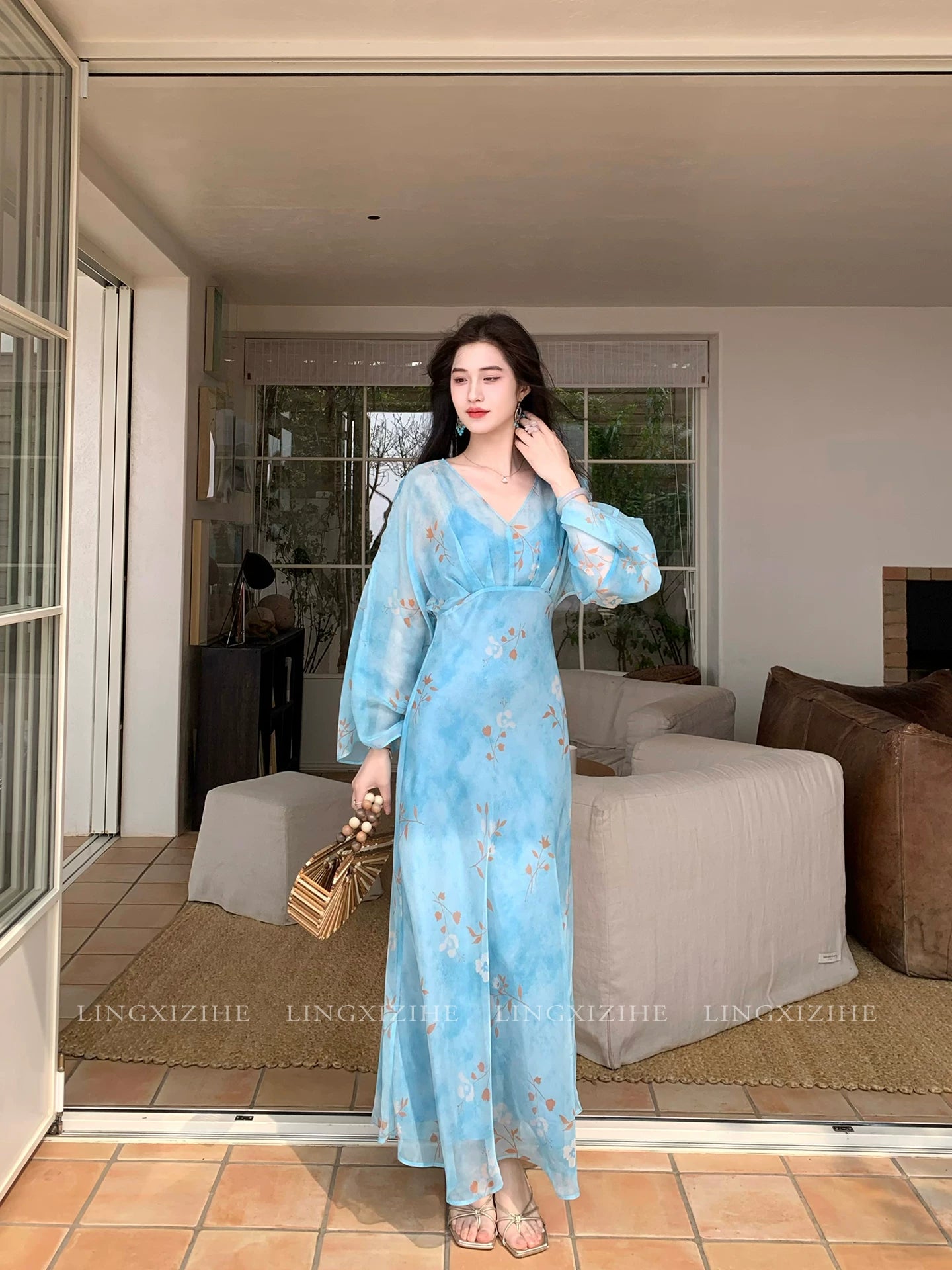 ZIHE Floral Waist Dress