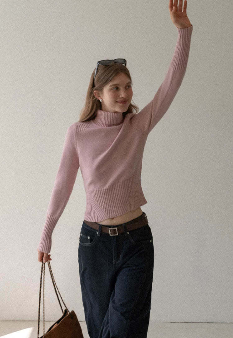 EGGKA Turtleneck Slim-fitting Waist Wool Knitted Sweater