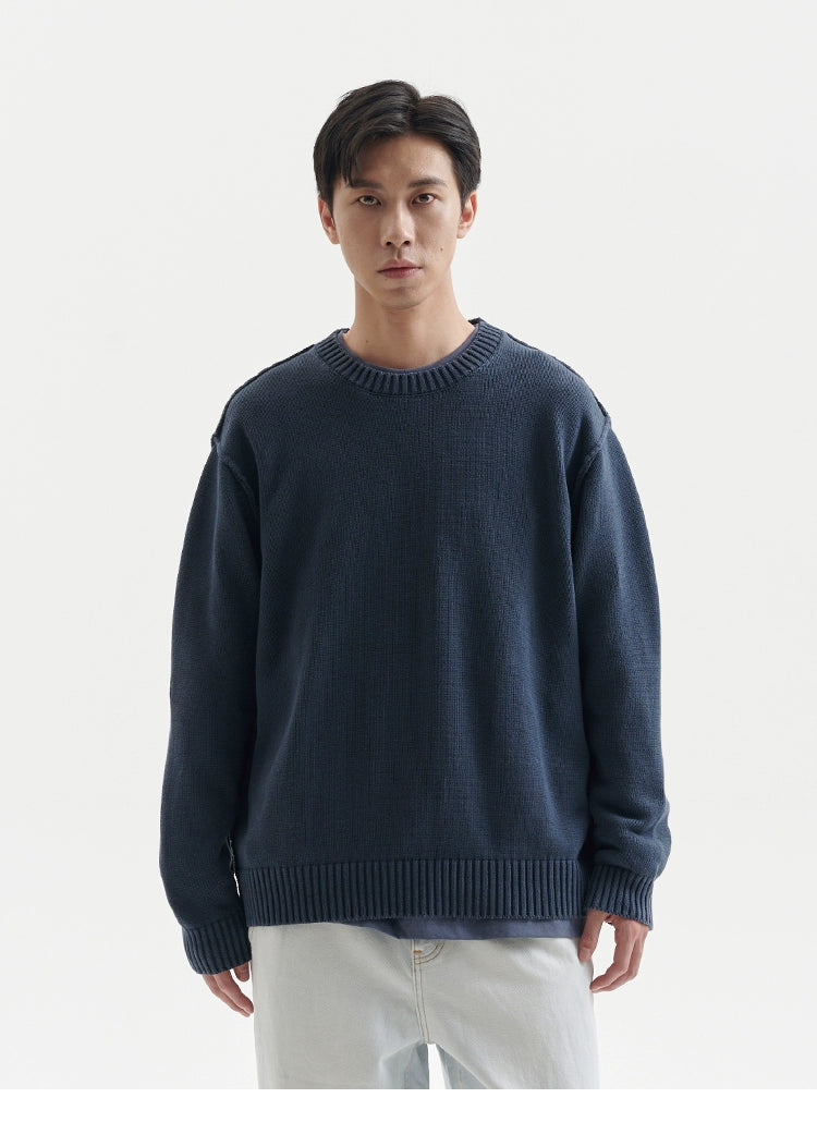 BUTTBILL Vintage Simple Crew Neck Knitted Sweater