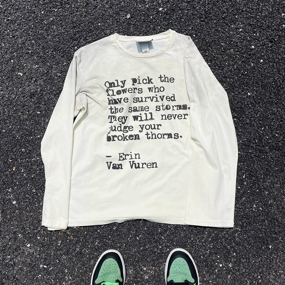 Wang Youbing Studio! Flowers 220g 100% Cotton Long Sleeve Tee