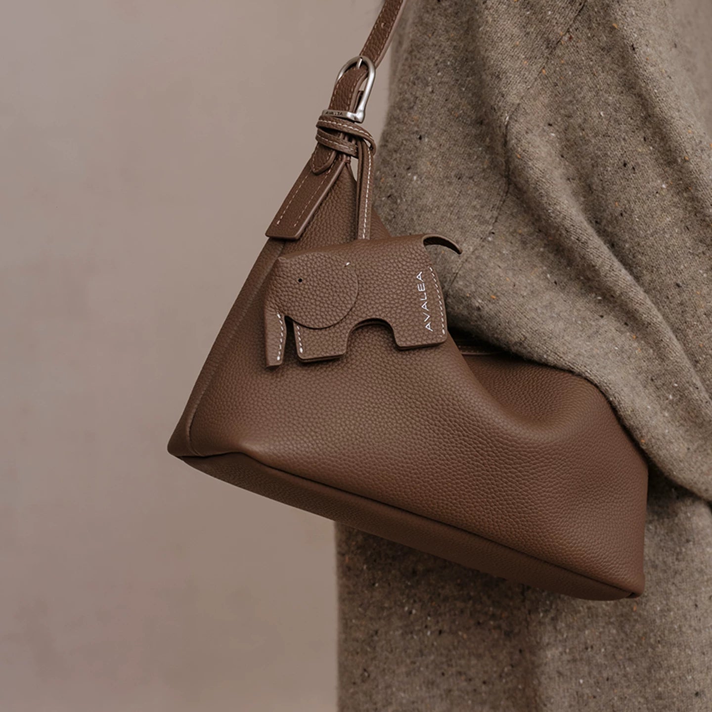 AVALEA Cowhide Baby Elephant Pendant Keychain