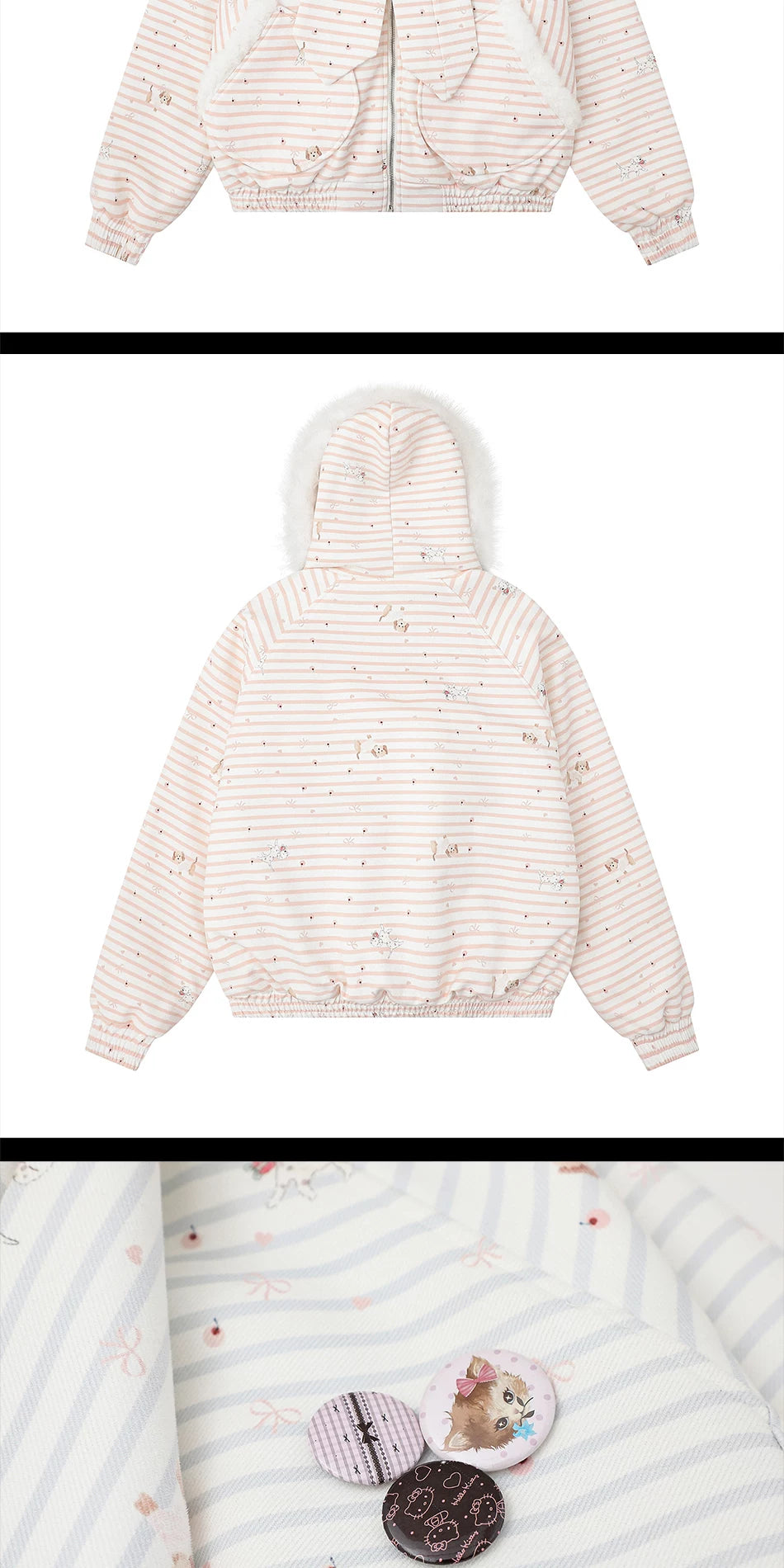 Zuocisankon Cute Puppy Print Soft Waxy Cotton Coat