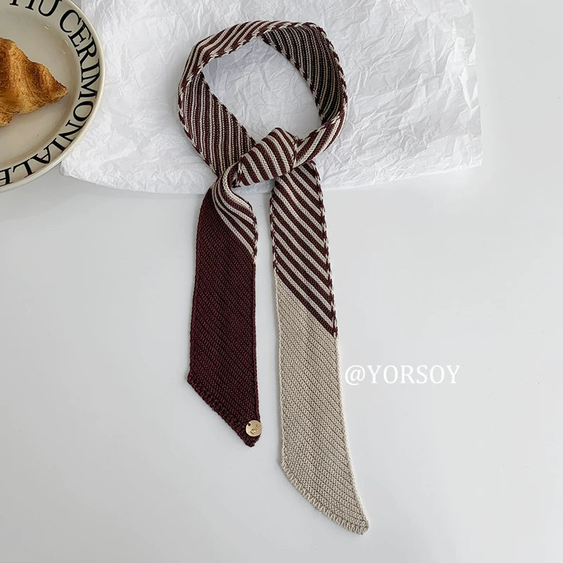 YORSOY Vintage College Style Long Tie Silk Scarf