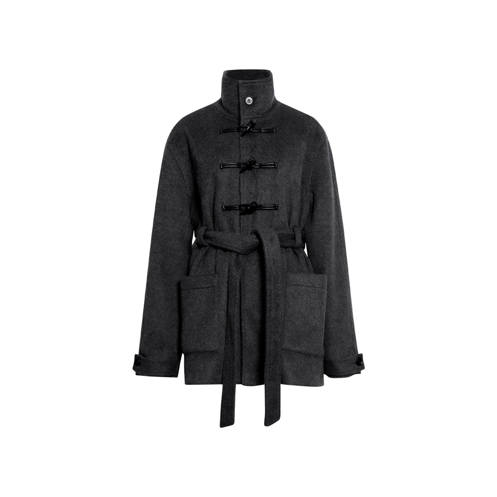 FUNKYFUN Horn Buckle Woolen Coat Jacket