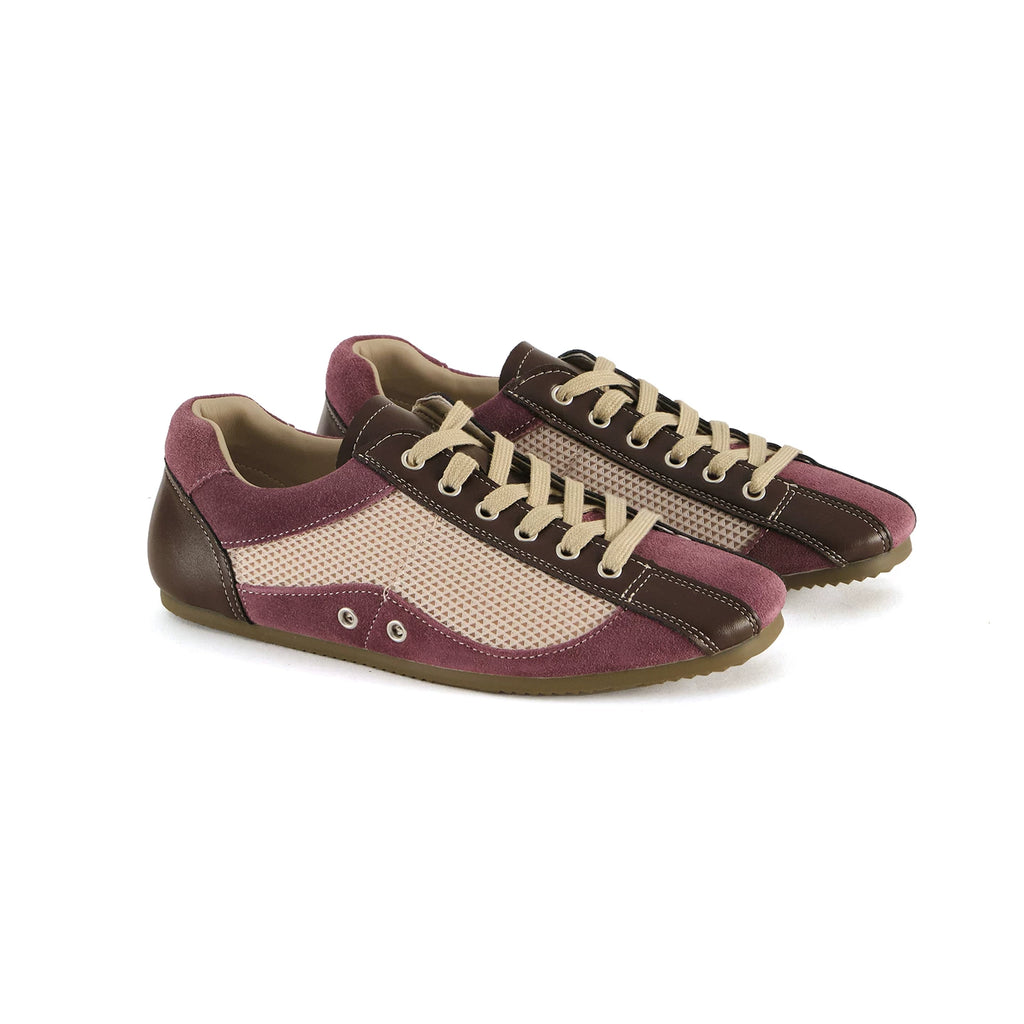 LIVINGTOWN Versatile Round Head Lace-up Color-matching Striped Casual Shoes