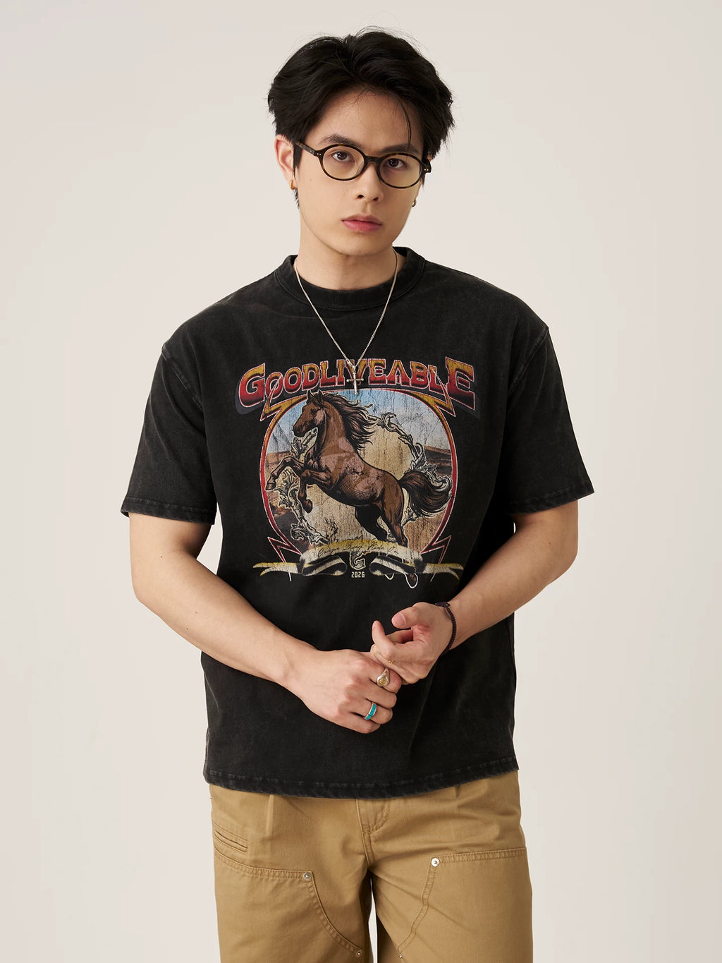 GOODLIVEABLE Retro Versatile Casual Tee