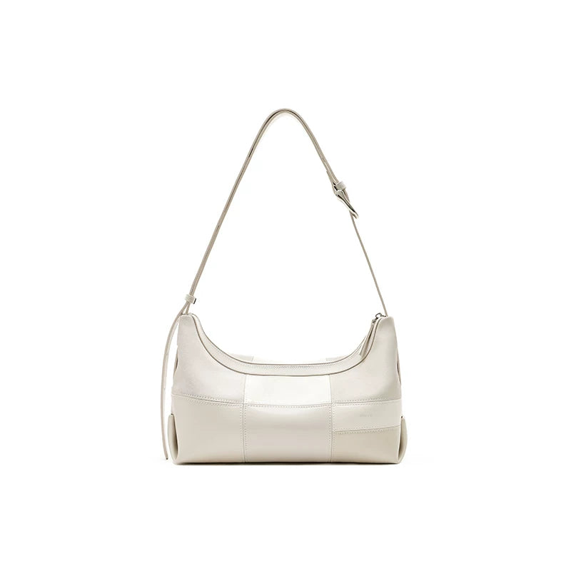 Muva Leather Spliced Shoulder Bag