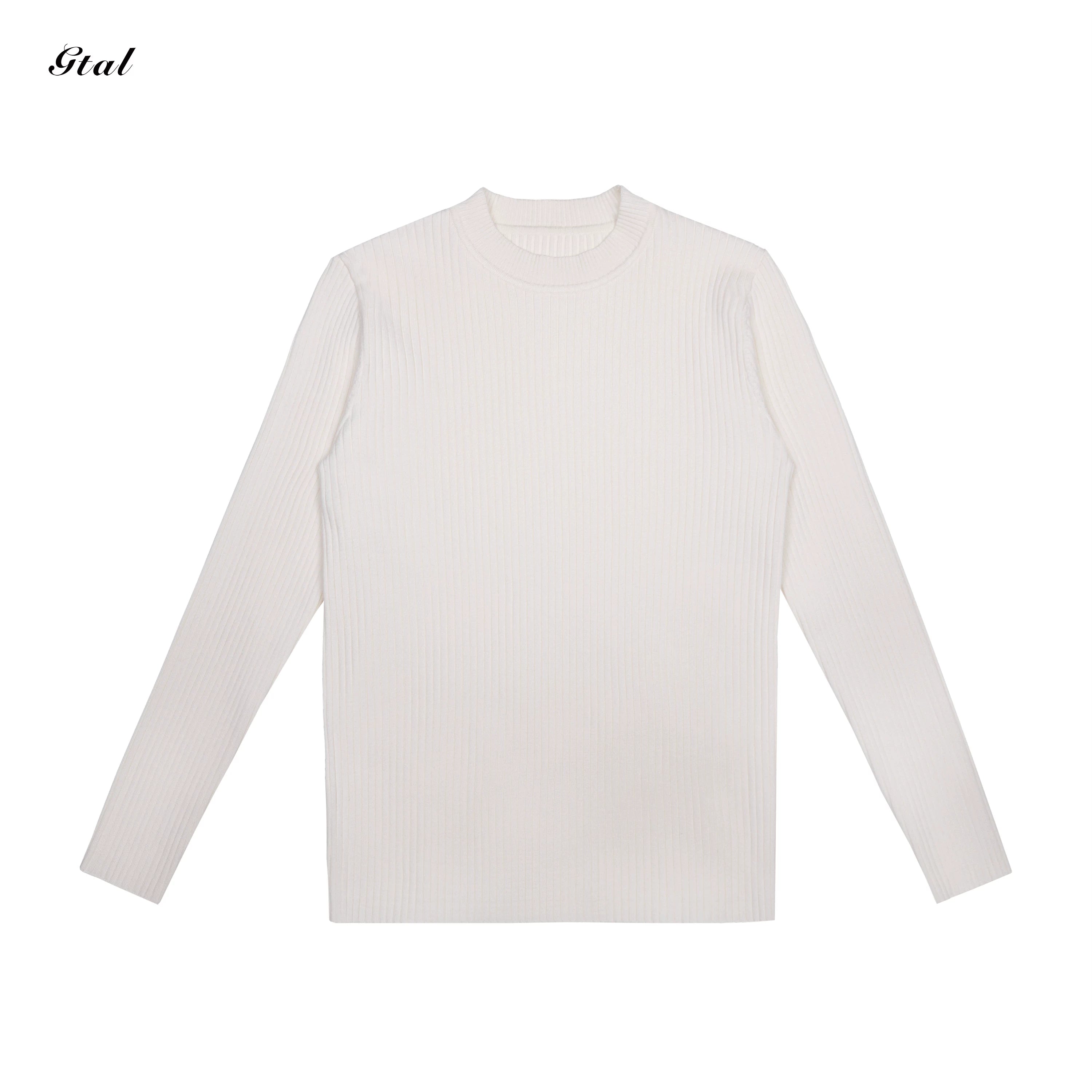 GTAL Striped Anti-Pilling Solid Color Slim-Fit Knitted Sweater Long Sleeves