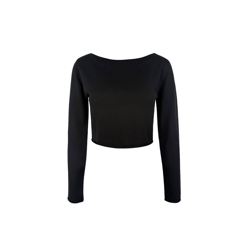 Jim Kennet Large Neckline Curled Short Long Sleeve Knitted Shorts Set