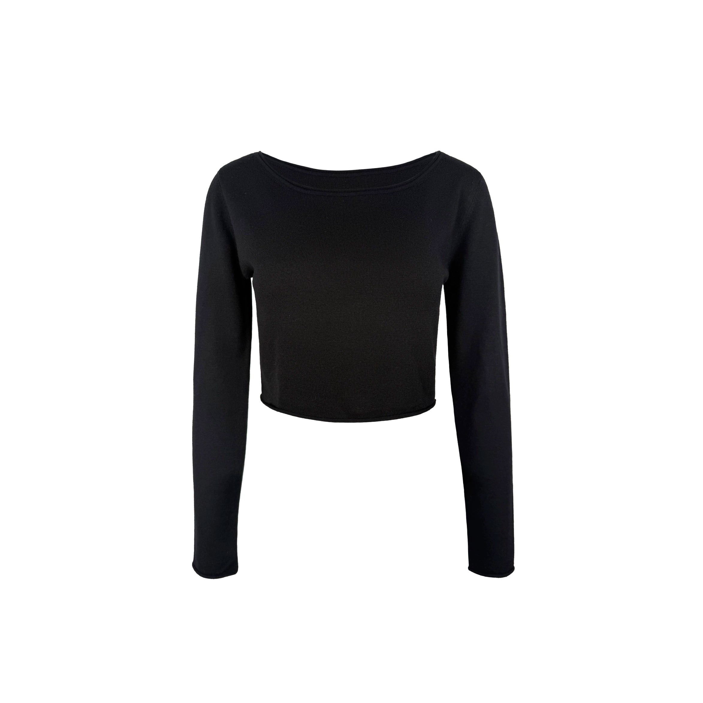 Jim Kennet Large Neckline Curled Short Long Sleeve Knitted Shorts Set