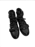 NoEmosen Velcro Patent Leather and Lychee Pattern High-top Board Shoes