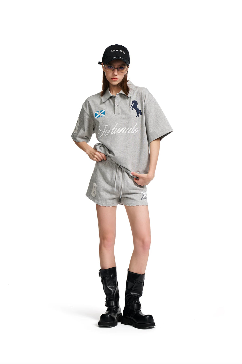 Loopsoon Embroidered Print Sports Shorts