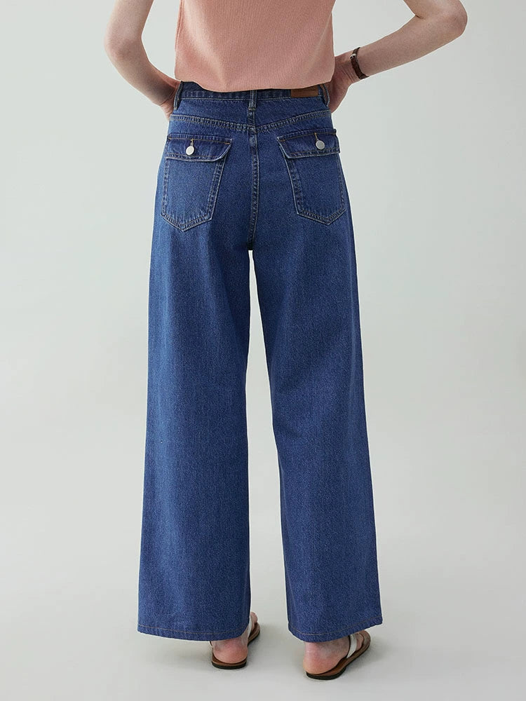 VOOE Korean Versatile High Waist Straight Jeans