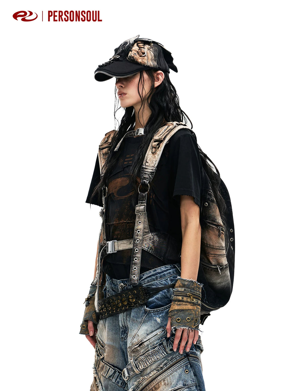 PERSONSOUL Vintage Slim Shoulder Tee