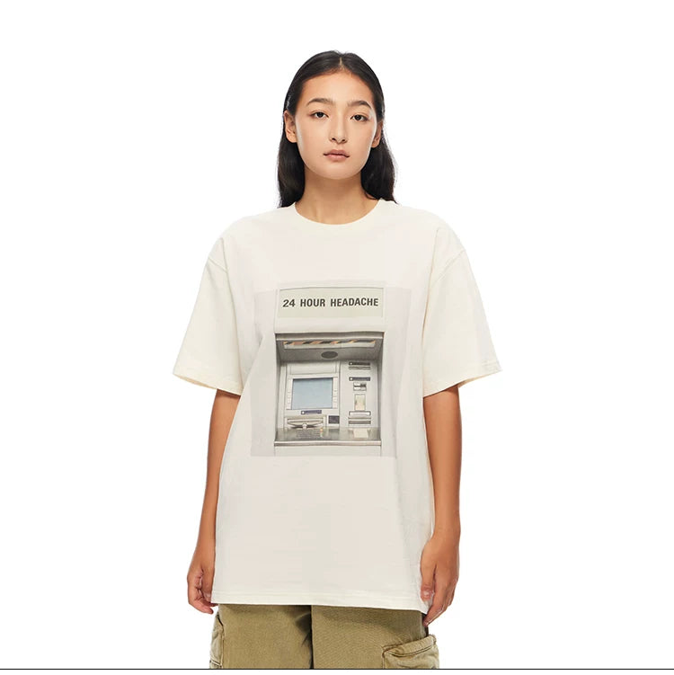 HEADACHE Casual Round Neck Oversized Tee