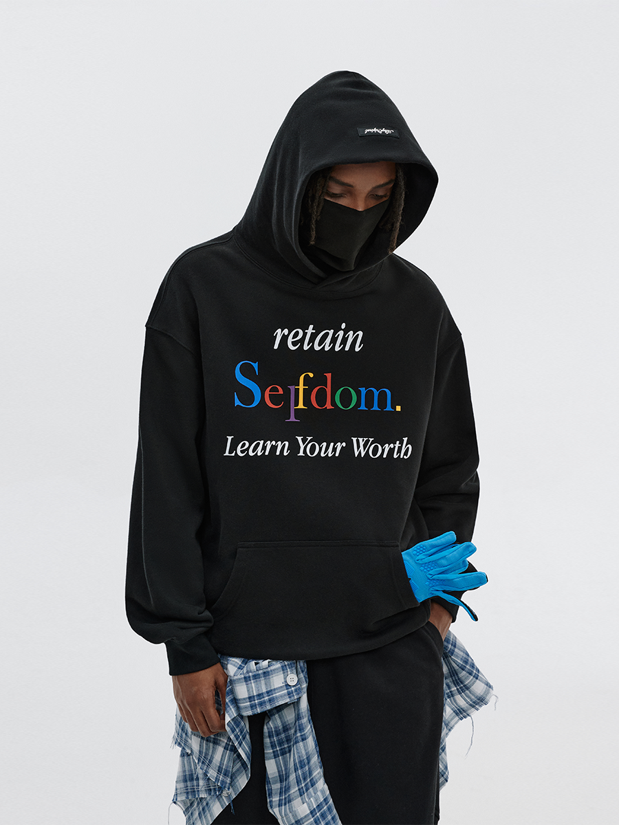ATRY Fast Hot Fleece Color Text Typesetting Printed Hoodie