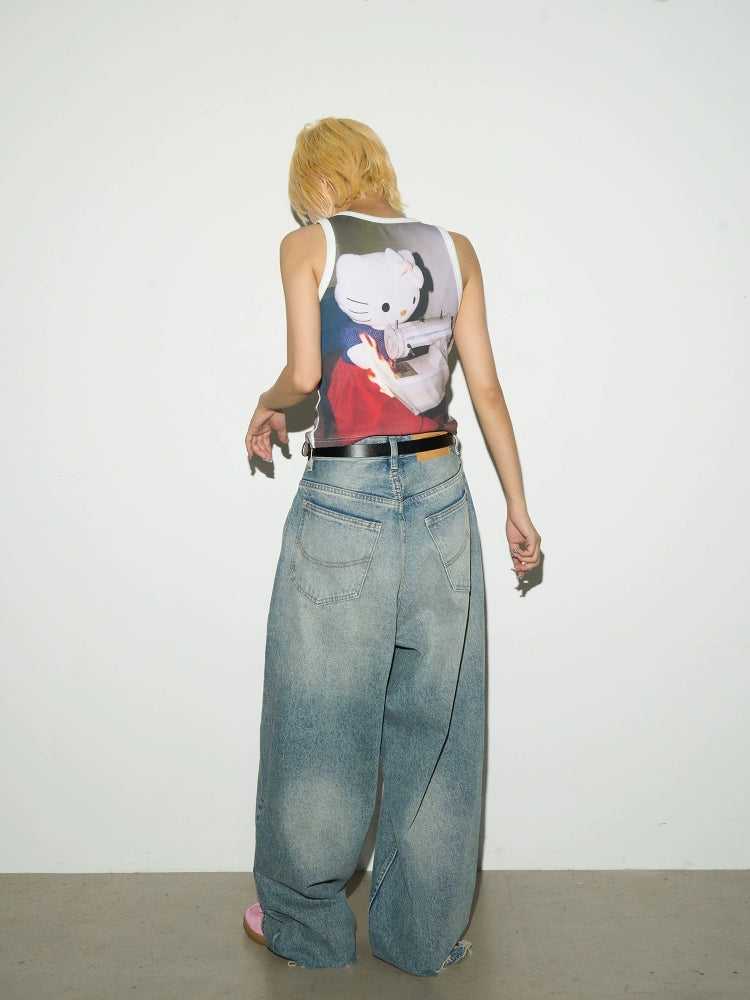 MICHINNYON Dopamine Print Sling Sleeveless Vest