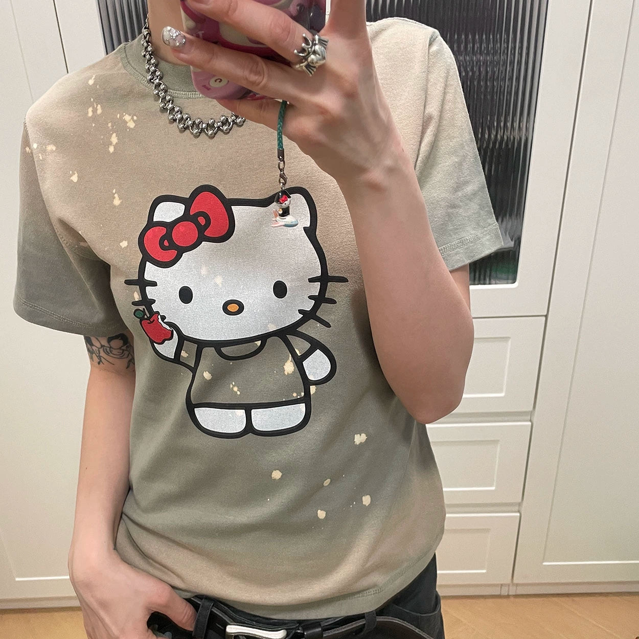 MMBBT Cute Apple Cat Inkjet Printing Tee