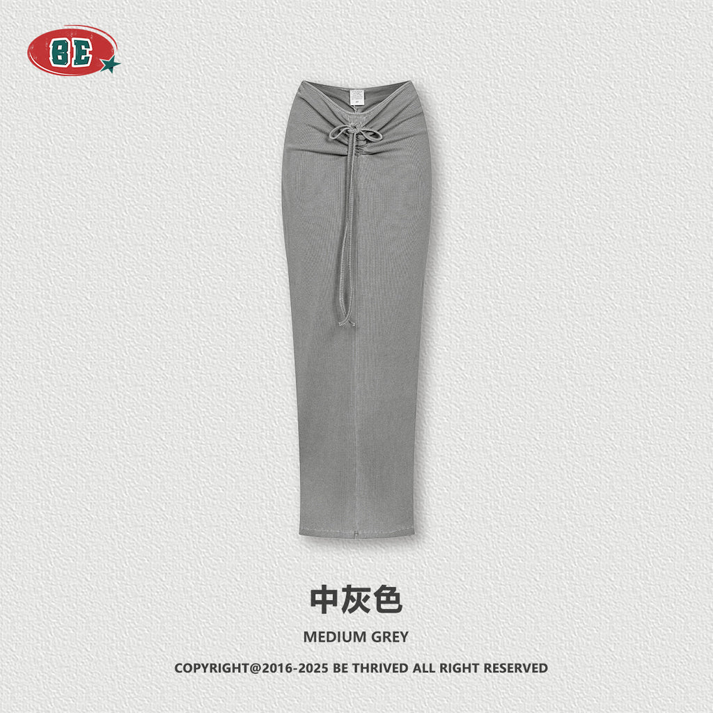 BE Women's Retro Maillard Slim Skirt Pleated Hip Skirt