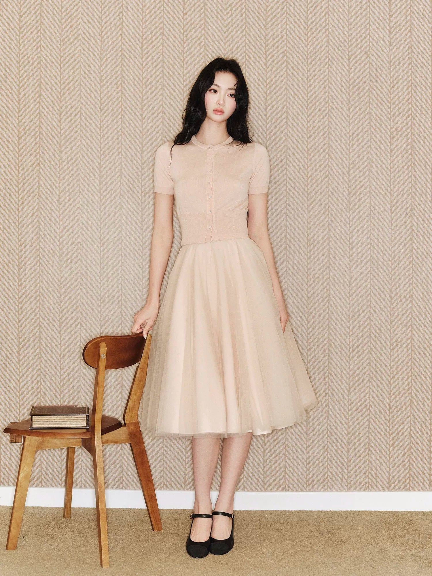 Avenement Mesh Waist Thin Versatile Skirt