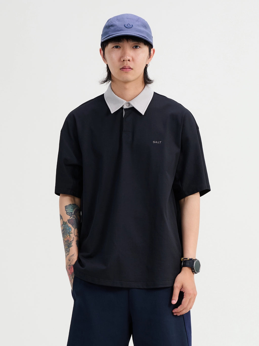 NUMBERSALT Japanese Retro Loose Cool Polo Shirt