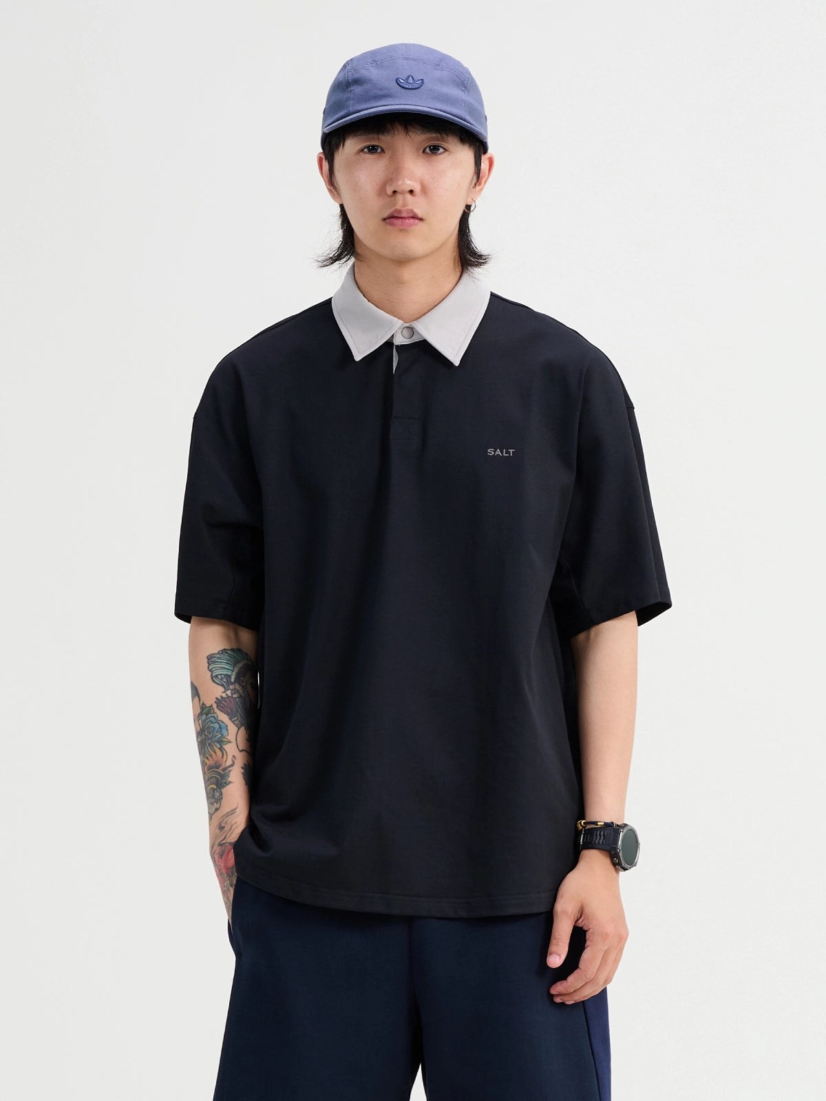 NUMBERSALT Japanese Retro Loose Cool Polo Shirt