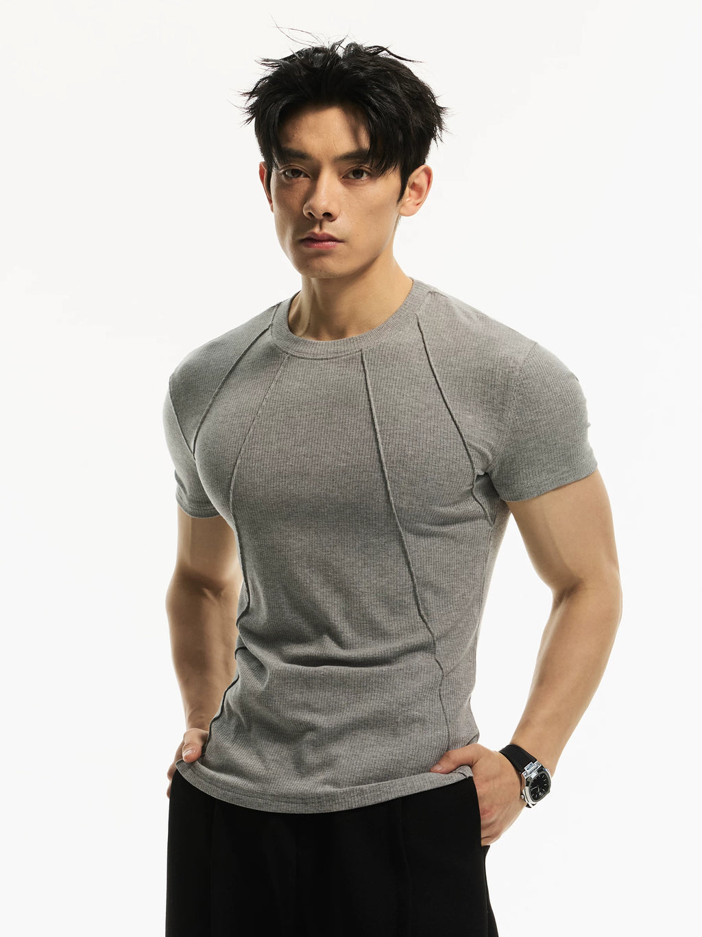 DAY NY Oblique Pleated Front Shoulder Casual Tee