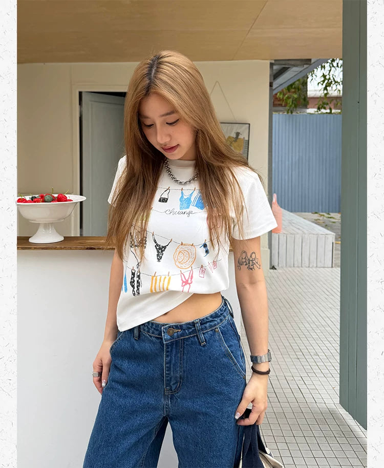 CCYE Graffiti Print Front Shoulder Tee