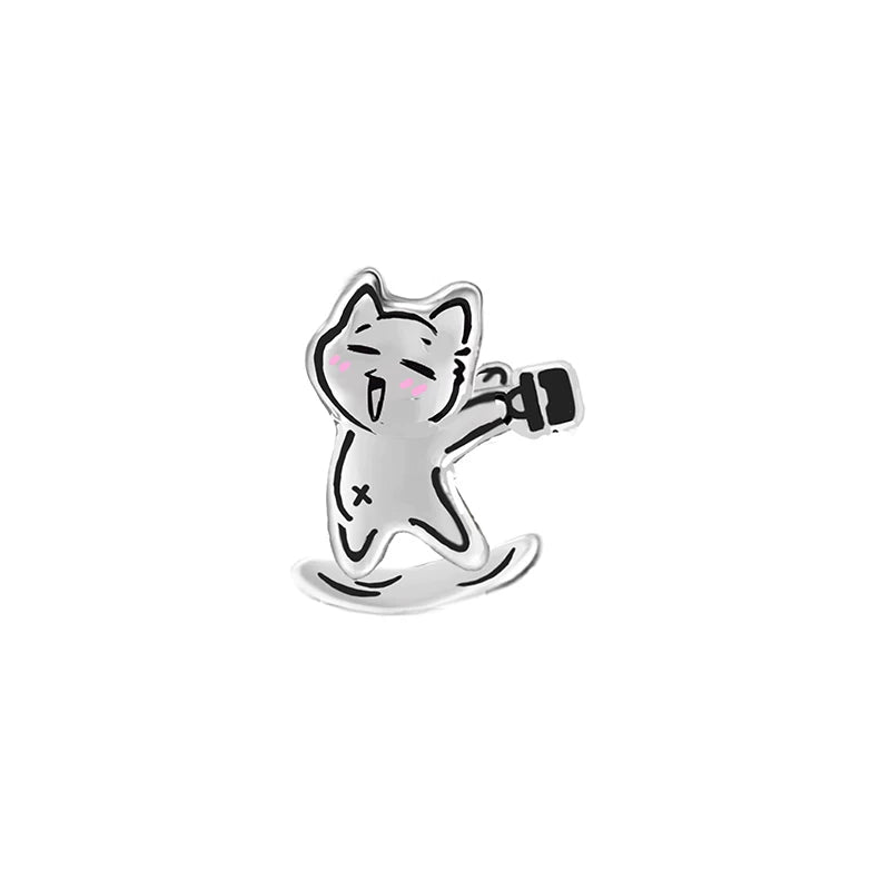 MASW Cute Working Cat Stud Earrings Fun Earrings