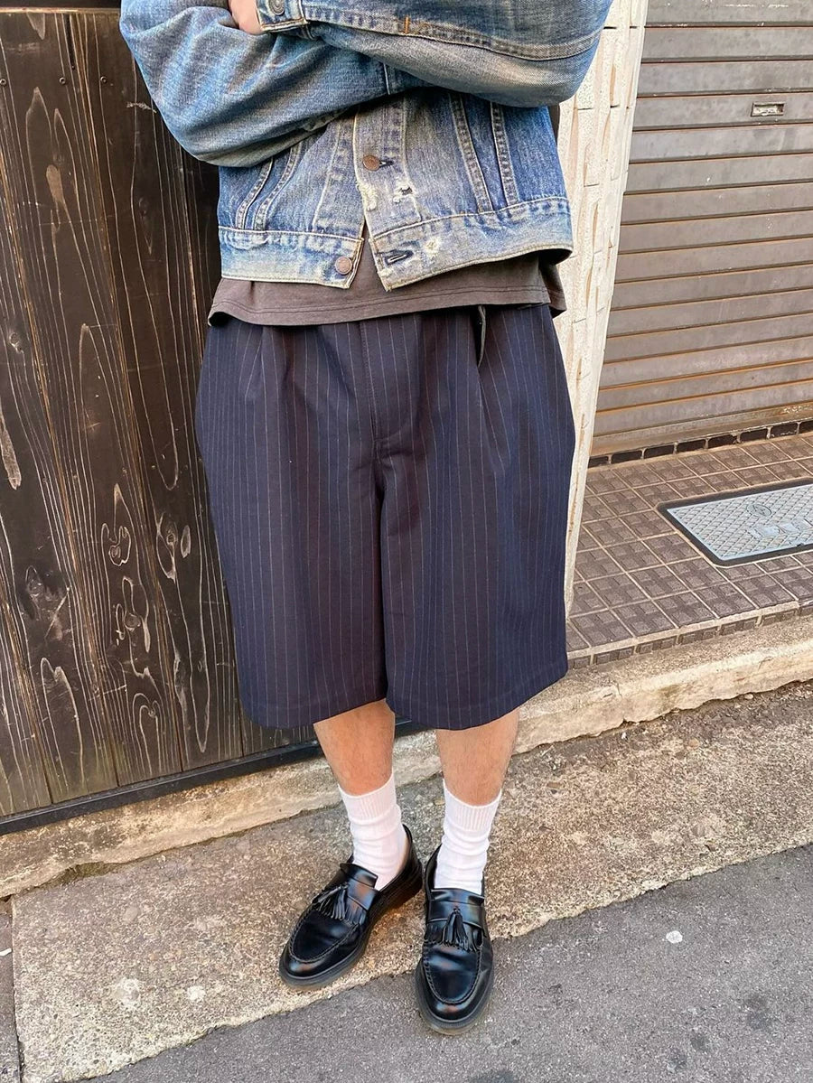 TWOMOONS Vintage Vertical Stripe Suit Shorts