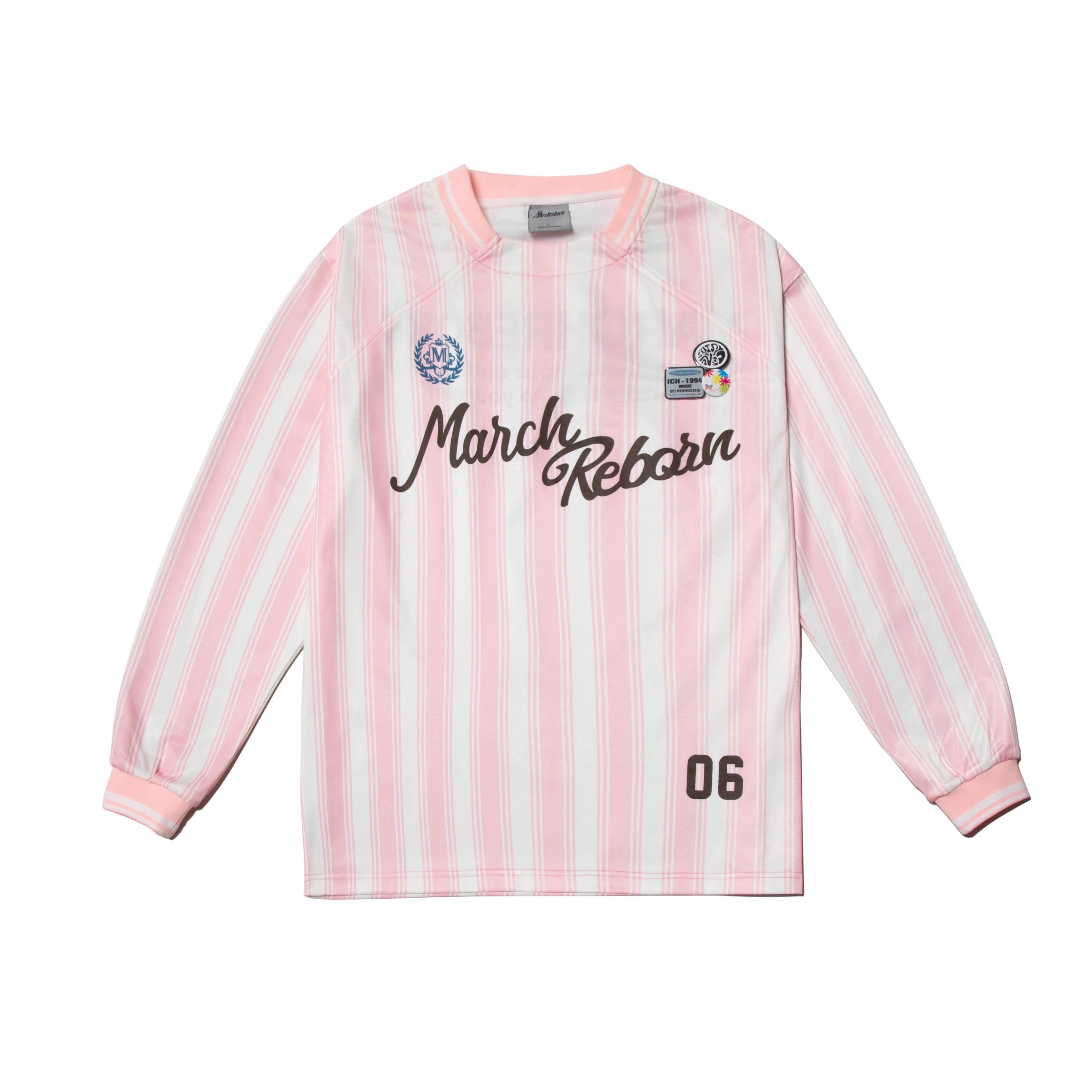 March Vintage Striped Football Style Print Long Sleeve