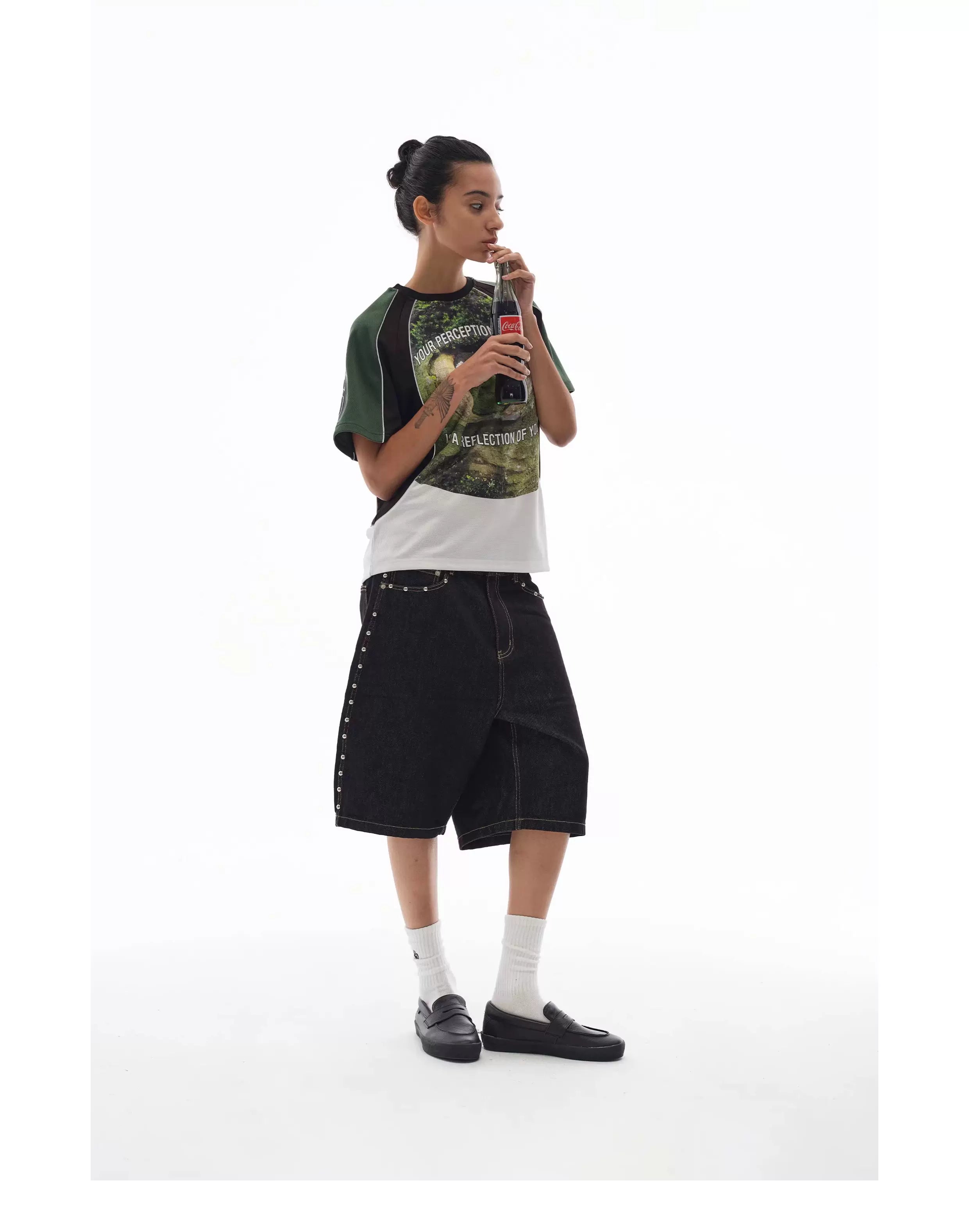 WebSurfGroup Green Mirror Mesh Loose Sports Tee
