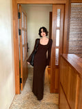 KELIFAN Retro Raccoon Velvet Long Dress