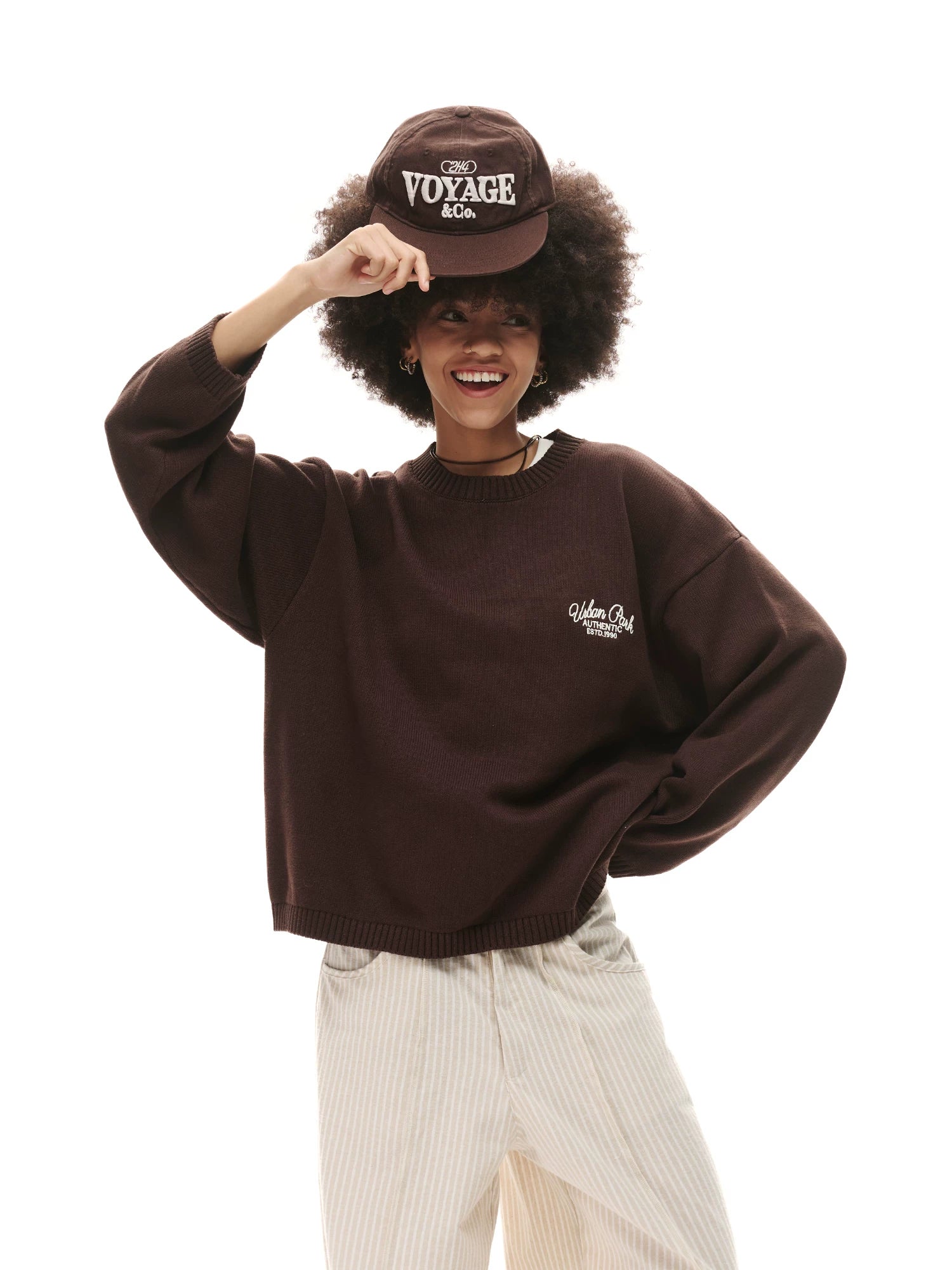 Loopsoon Back Jacquard Versatile Loose Sweater