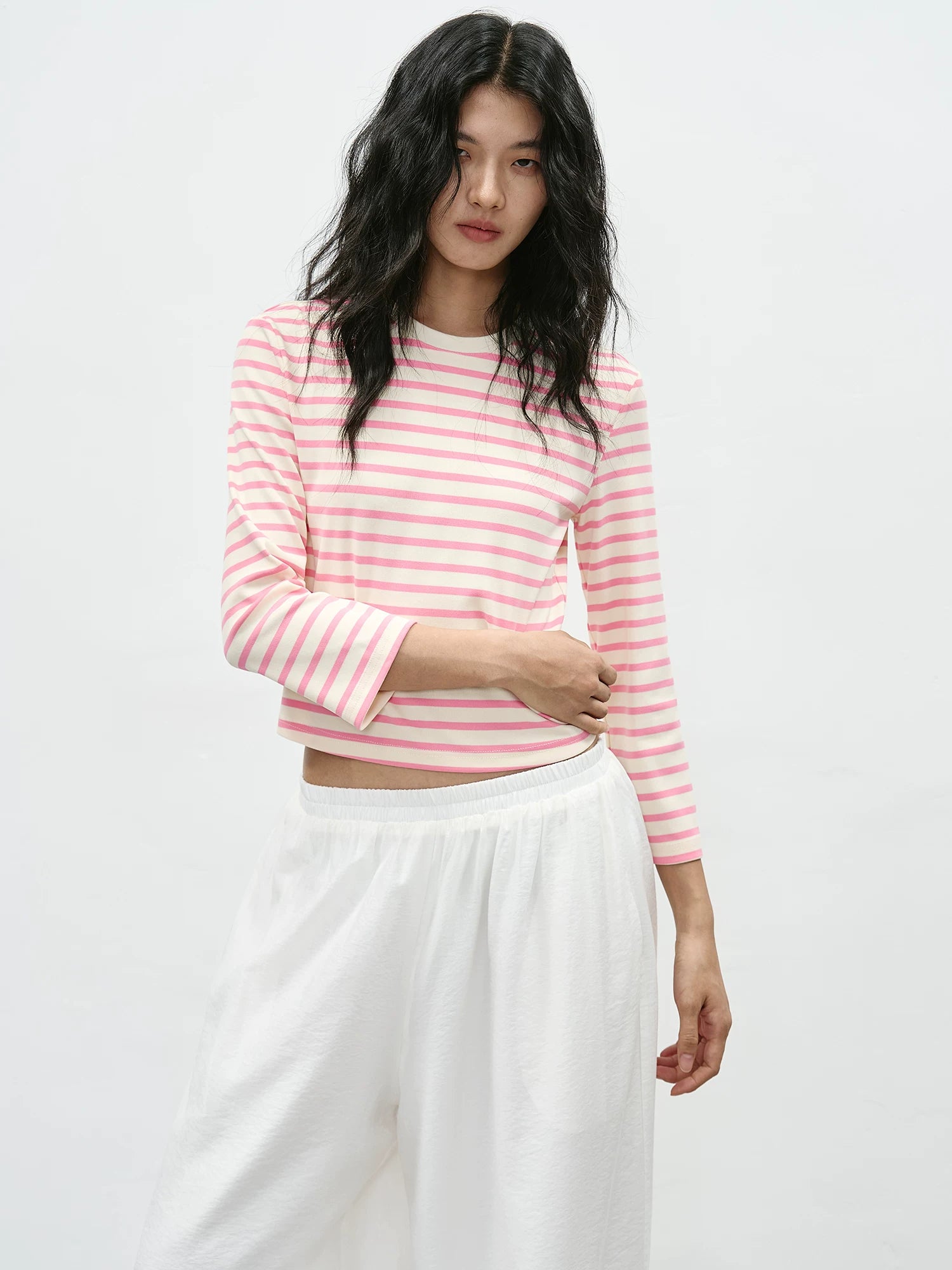 EIGHTHMONTH Striped Short Casual Long Sleeve