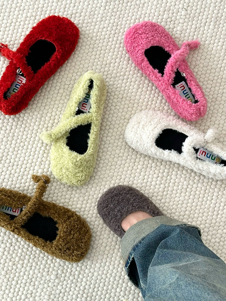 ENNUI Fluffy Mary Jane Loafers Plush Shoes