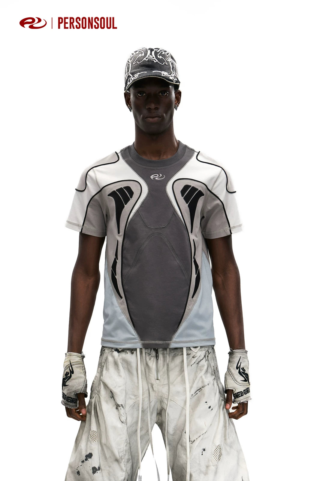 PERSONSOUL Embroidery Slim Sports Tee