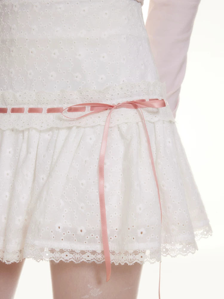 IMONE Medium Low Waist Skinny Lace Jacquard Skirt