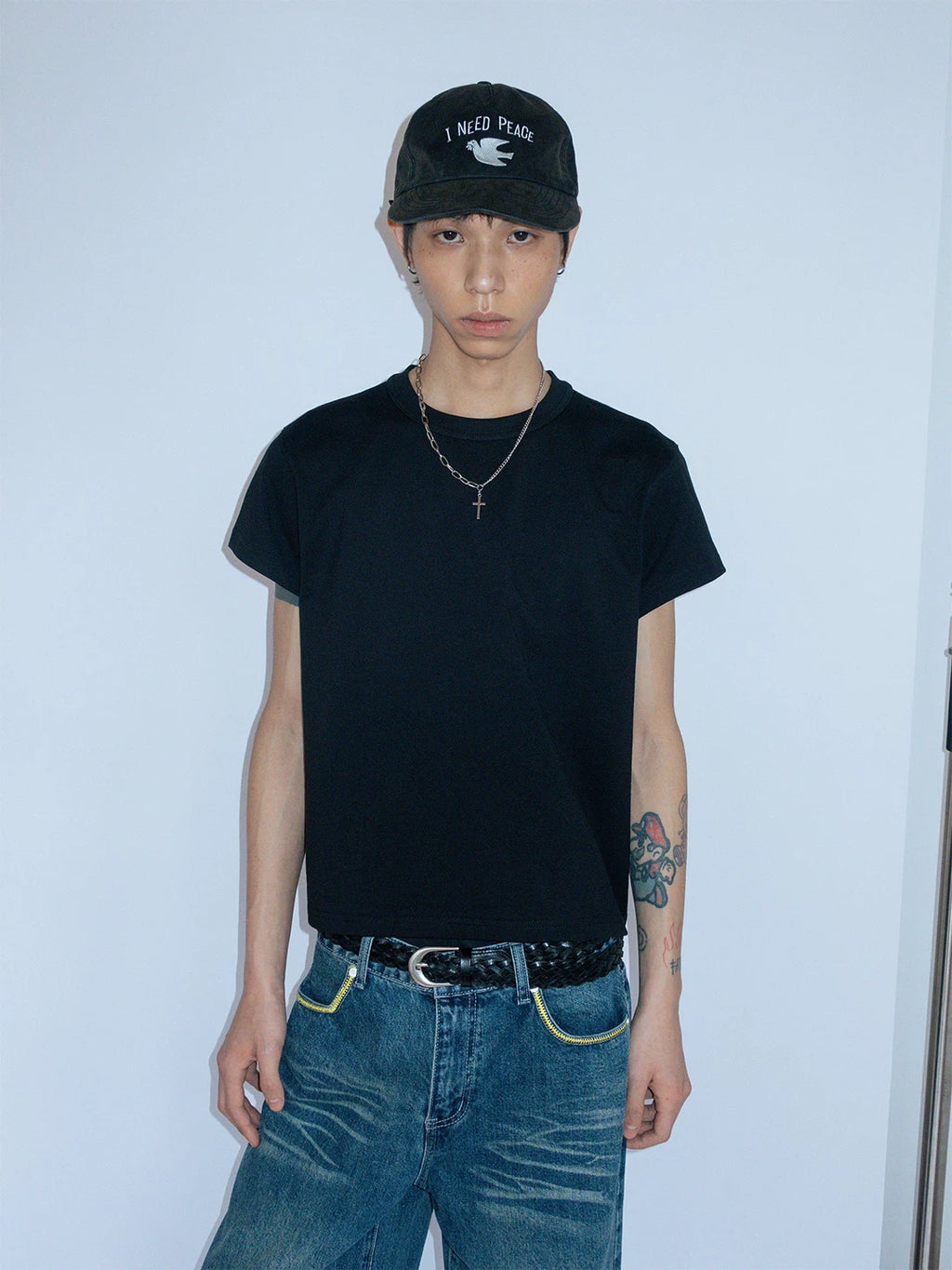 FUNKYFUN Front Shoulder Simple Loose Tee